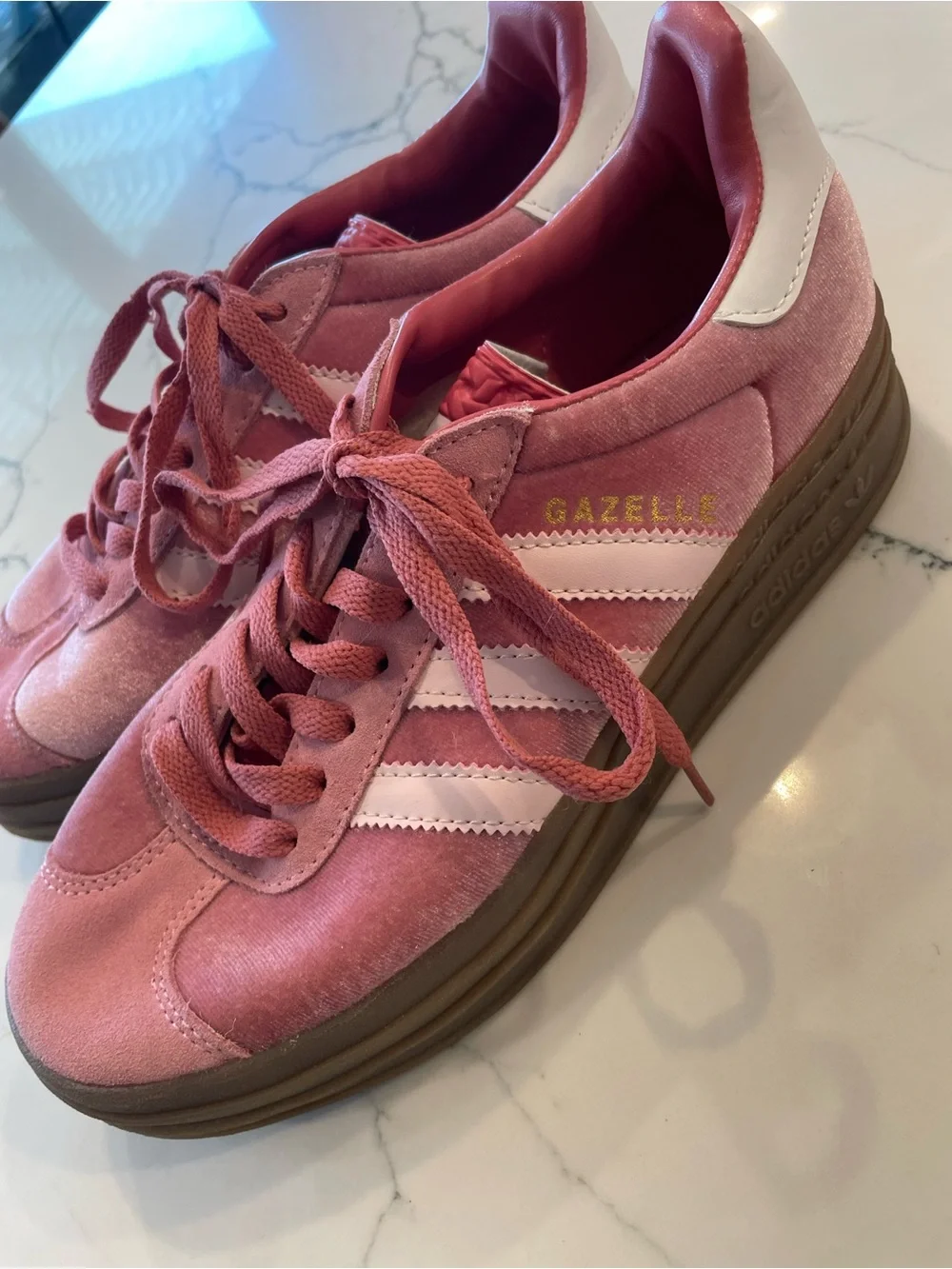 Adidas Gazelle Pink Platform Sneakers - Picture 5 of 9